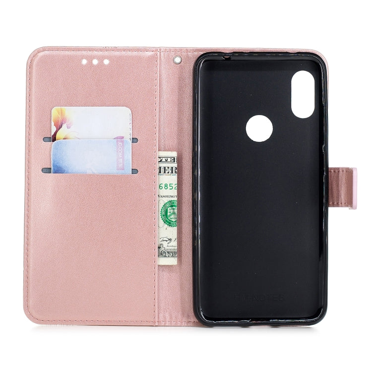 Diamond Encrusted Butterflies Love Flowers Pattern Horizontal Flip Leather Case for Xiaomi Redmi Note 6 ,  with Holder & Card Slots & Wallet & Lanyard