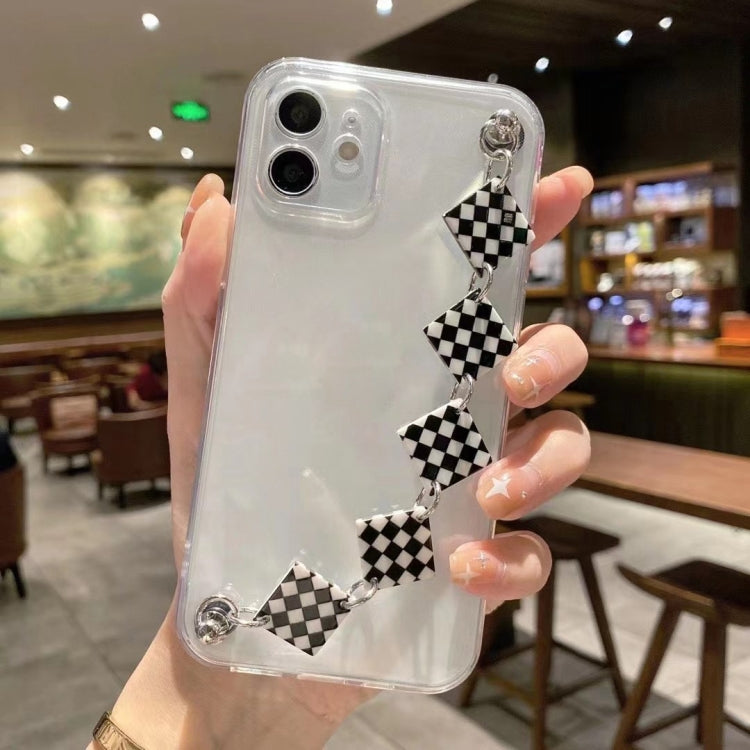 For iPhone 13 Pro Creative Shockproof Silicone TPU Protective Case with Wrist Bracelet Chain (Transparent)