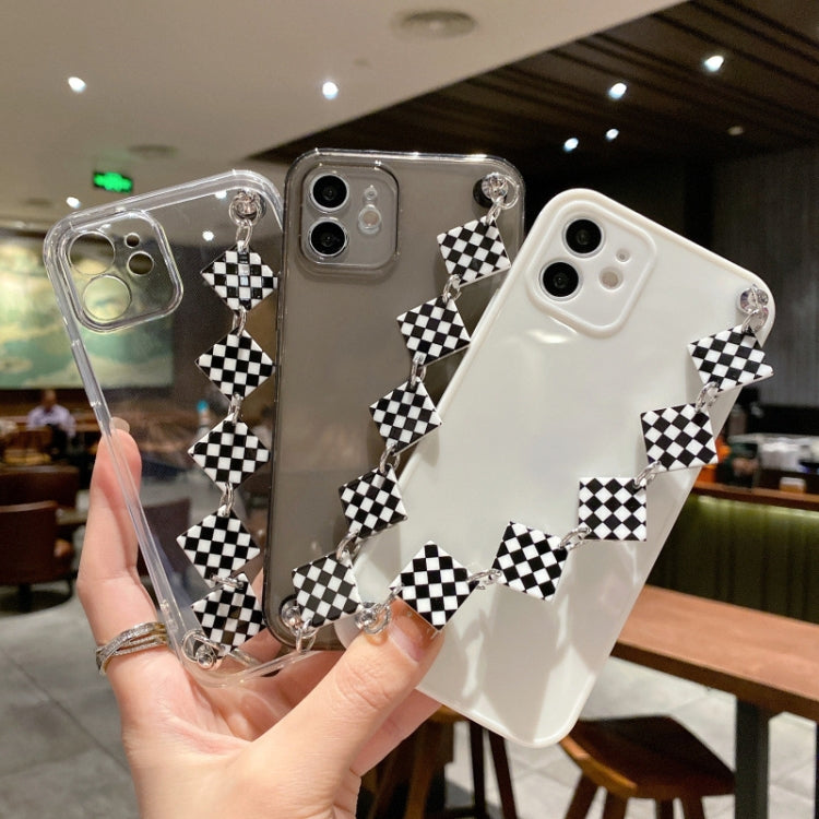 For iPhone 12 Pro Creative Shockproof Silicone TPU Protective Case with Wrist Bracelet Chain(White)