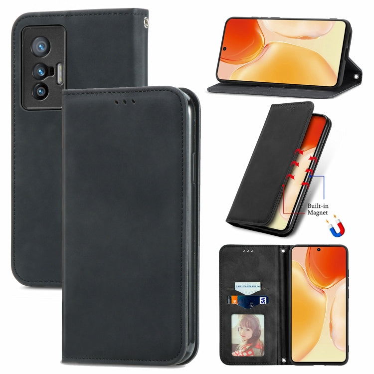 For vivo X70 Retro Skin Feel Business Magnetic Horizontal Flip Leather Case with Holder & Card Slots & Wallet & Photo Frame