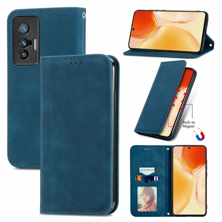 For vivo X70 Retro Skin Feel Business Magnetic Horizontal Flip Leather Case with Holder & Card Slots & Wallet & Photo Frame