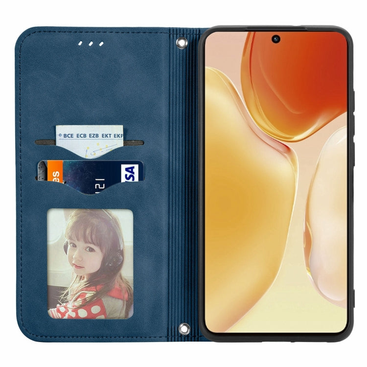 For vivo X70 Retro Skin Feel Business Magnetic Horizontal Flip Leather Case with Holder & Card Slots & Wallet & Photo Frame