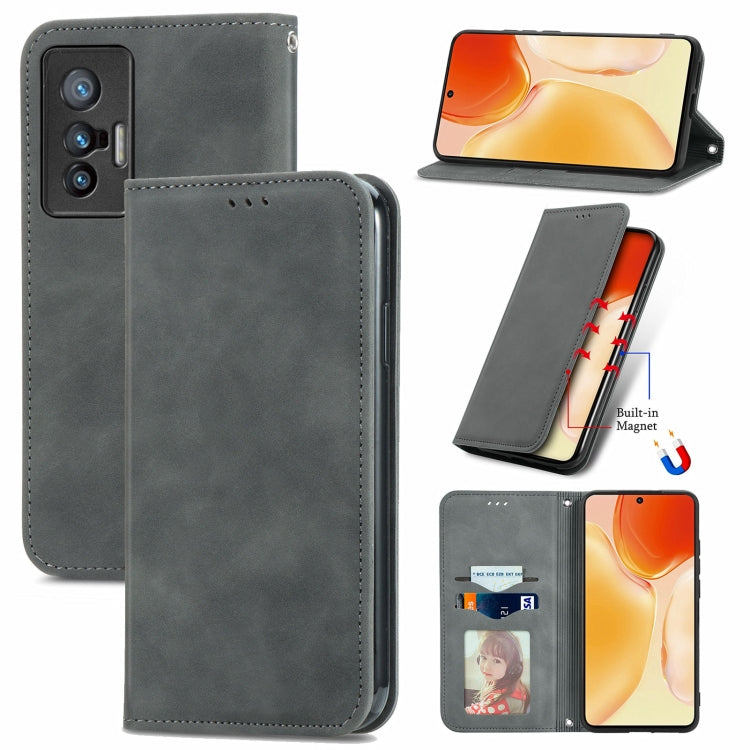 For vivo X70 Retro Skin Feel Business Magnetic Horizontal Flip Leather Case with Holder & Card Slots & Wallet & Photo Frame