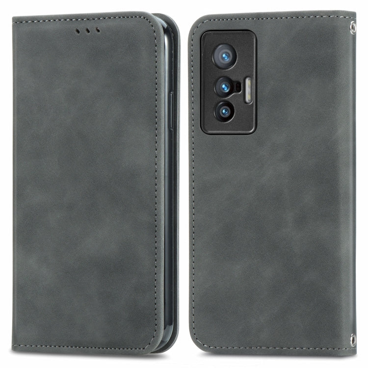 For vivo X70 Retro Skin Feel Business Magnetic Horizontal Flip Leather Case with Holder & Card Slots & Wallet & Photo Frame