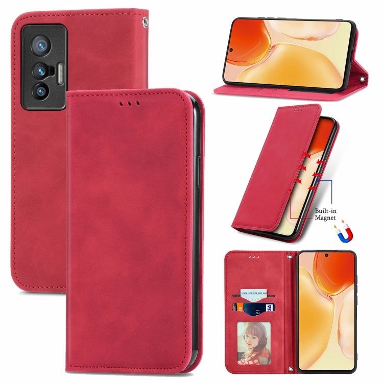 For vivo X70 Retro Skin Feel Business Magnetic Horizontal Flip Leather Case with Holder & Card Slots & Wallet & Photo Frame