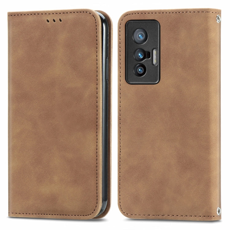 For vivo X70 Retro Skin Feel Business Magnetic Horizontal Flip Leather Case with Holder & Card Slots & Wallet & Photo Frame