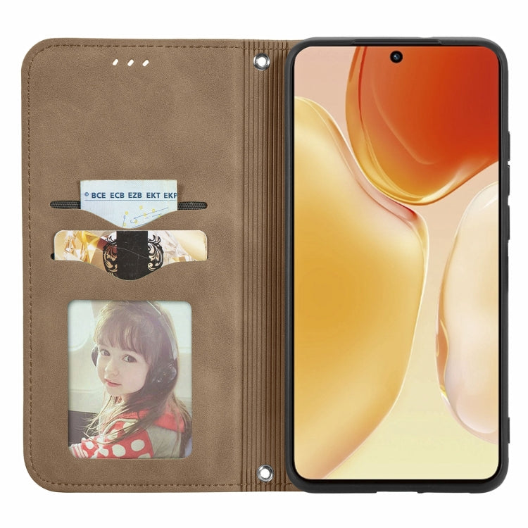 For vivo X70 Retro Skin Feel Business Magnetic Horizontal Flip Leather Case with Holder & Card Slots & Wallet & Photo Frame