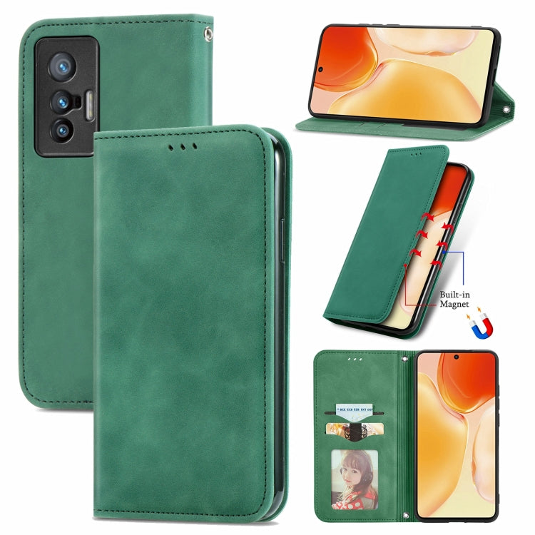 For vivo X70 Retro Skin Feel Business Magnetic Horizontal Flip Leather Case with Holder & Card Slots & Wallet & Photo Frame
