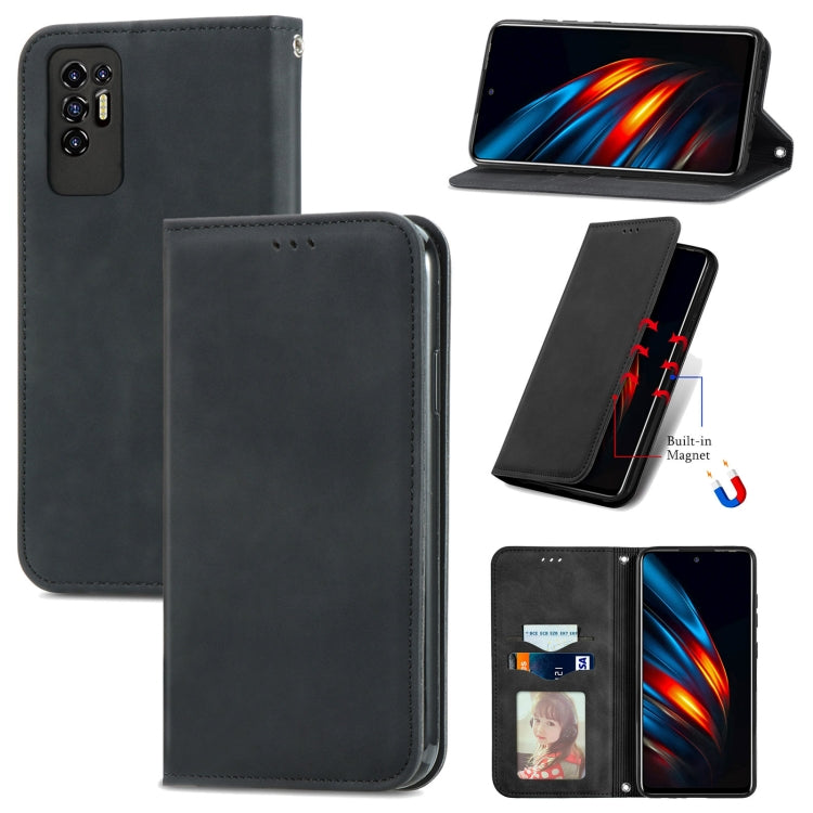 For TECNO Pova 2 Retro Skin Feel Business Magnetic Horizontal Flip Leather Case with Holder & Card Slots & Wallet & Photo Frame