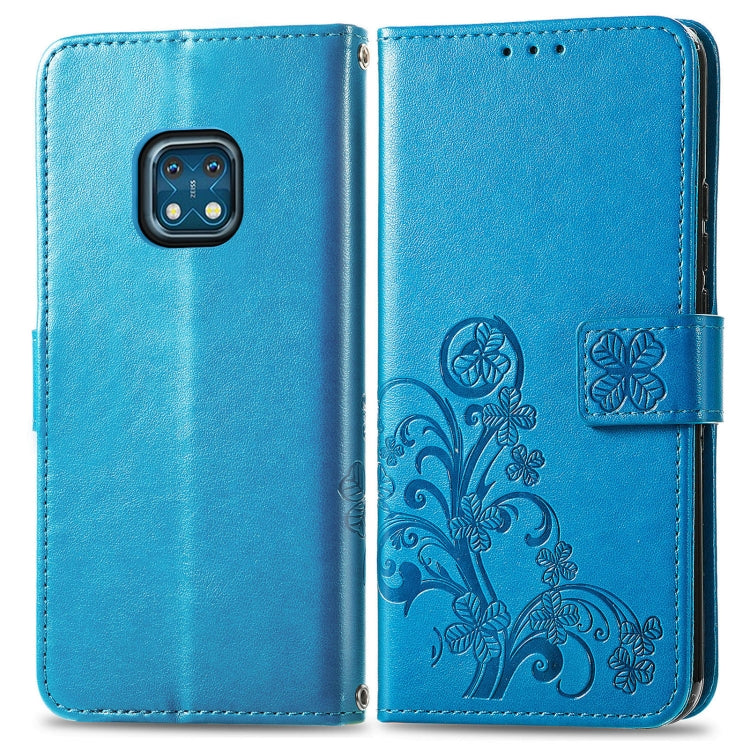 For Nokia  XR 20 Four-leaf Clasp Embossed Buckle Mobile Phone Protection Leather Case with Lanyard & Card Slot & Wallet & Bracket Function