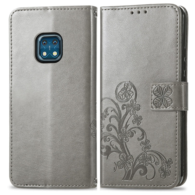 For Nokia  XR 20 Four-leaf Clasp Embossed Buckle Mobile Phone Protection Leather Case with Lanyard & Card Slot & Wallet & Bracket Function