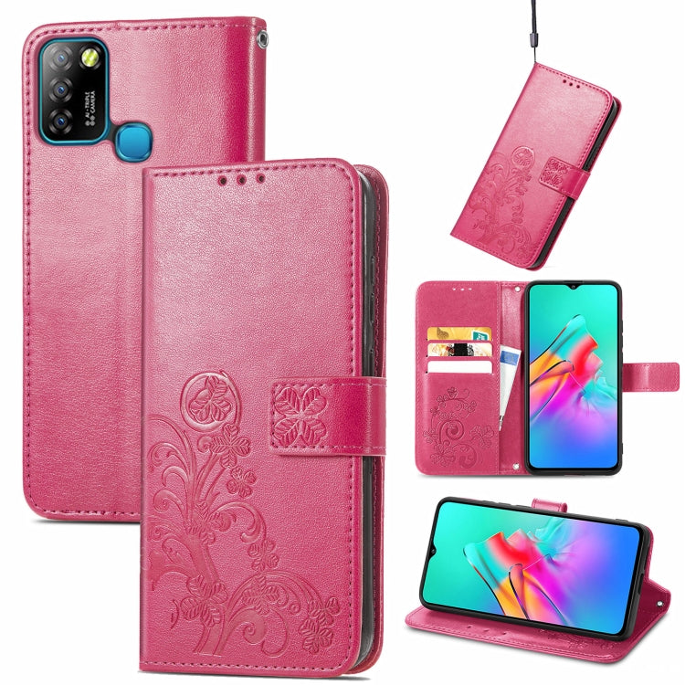 For Infinix Smart 5 Four-leaf Clasp Embossed Buckle Mobile Phone Protection Leather Case with Lanyard & Card Slot & Wallet & Bracket Function