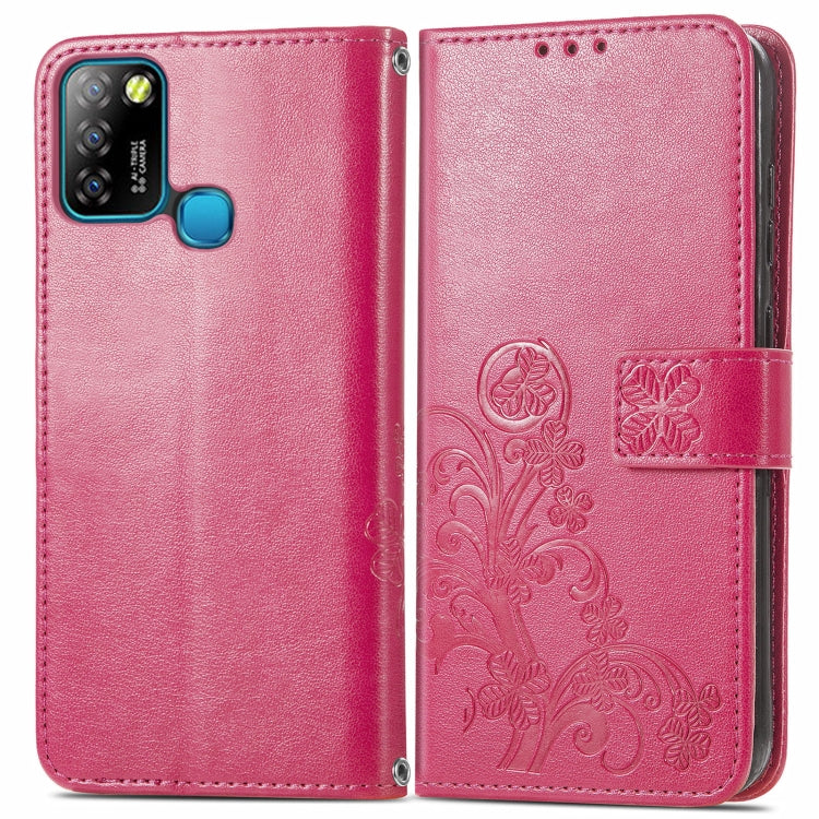 For Infinix Smart 5 Four-leaf Clasp Embossed Buckle Mobile Phone Protection Leather Case with Lanyard & Card Slot & Wallet & Bracket Function