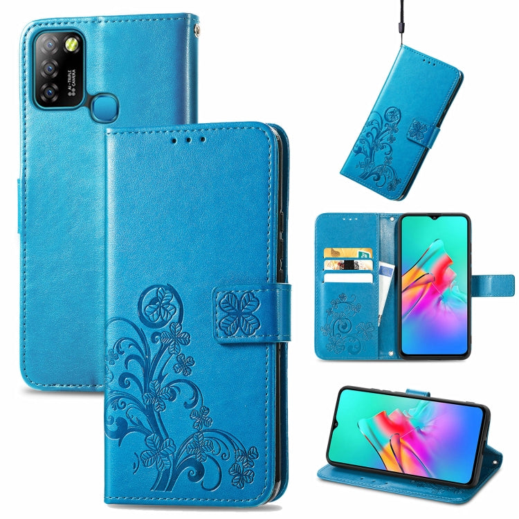 For Infinix Smart 5 Four-leaf Clasp Embossed Buckle Mobile Phone Protection Leather Case with Lanyard & Card Slot & Wallet & Bracket Function
