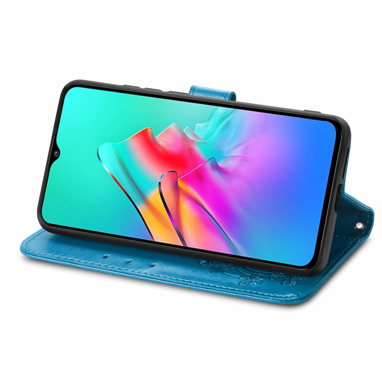 For Infinix Smart 5 Four-leaf Clasp Embossed Buckle Mobile Phone Protection Leather Case with Lanyard & Card Slot & Wallet & Bracket Function