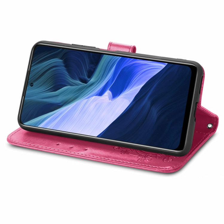 For Infinix Note 10 Four-leaf Clasp Embossed Buckle Mobile Phone Protection Leather Case with Lanyard & Card Slot & Wallet & Bracket Function