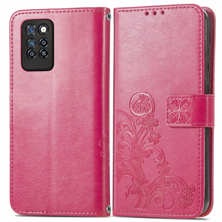 For Infinix Note 10 Pro Four-leaf Clasp Embossed Buckle Mobile Phone Protection Leather Case with Lanyard & Card Slot & Wallet & Bracket Function