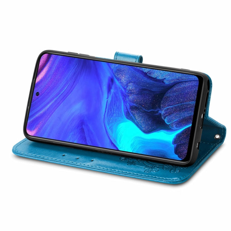 For Infinix Note 10 Pro Four-leaf Clasp Embossed Buckle Mobile Phone Protection Leather Case with Lanyard & Card Slot & Wallet & Bracket Function