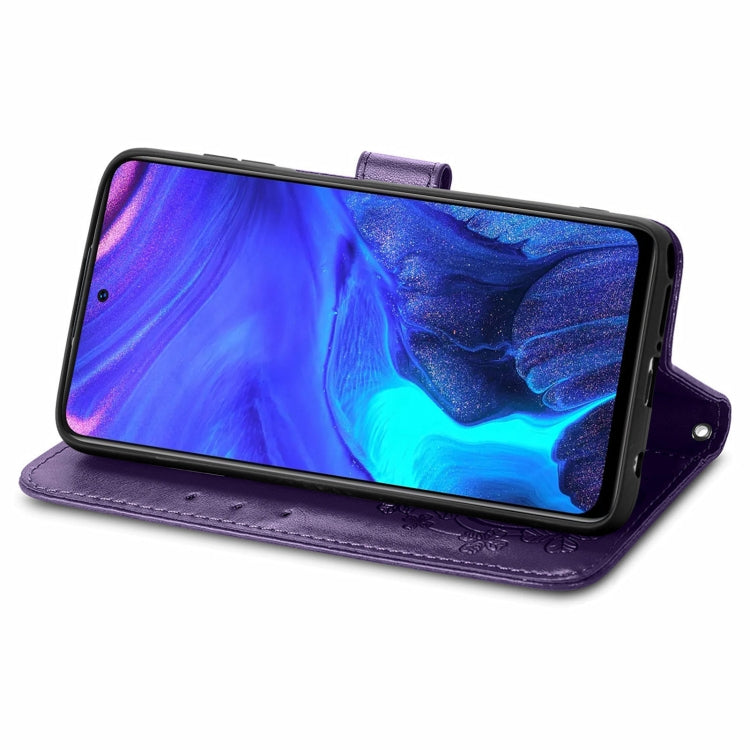 For Infinix Note 10 Pro Four-leaf Clasp Embossed Buckle Mobile Phone Protection Leather Case with Lanyard & Card Slot & Wallet & Bracket Function