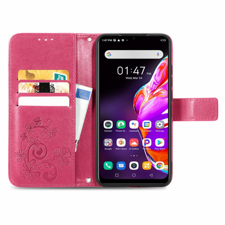 For Infinix HOT 10T Four-leaf Clasp Embossed Buckle Mobile Phone Protection Leather Case with Lanyard & Card Slot & Wallet & Bracket Function