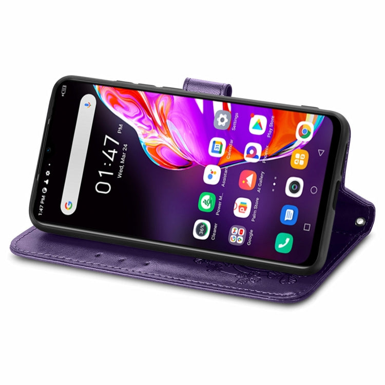 For Infinix HOT 10T Four-leaf Clasp Embossed Buckle Mobile Phone Protection Leather Case with Lanyard & Card Slot & Wallet & Bracket Function