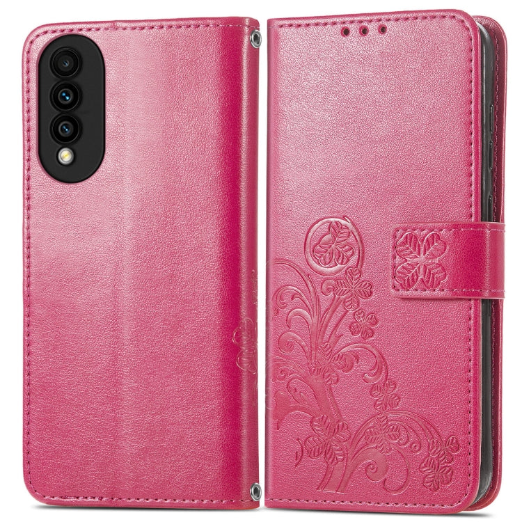 For Huawei nova 8 SE Youth Four-leaf Clasp Embossed Buckle Mobile Phone Protection Leather Case with Lanyard & Card Slot & Wallet & Bracket Function