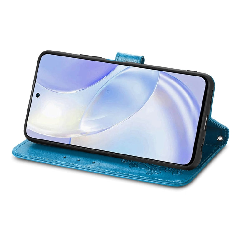 For Huawei nova 8 SE Youth Four-leaf Clasp Embossed Buckle Mobile Phone Protection Leather Case with Lanyard & Card Slot & Wallet & Bracket Function