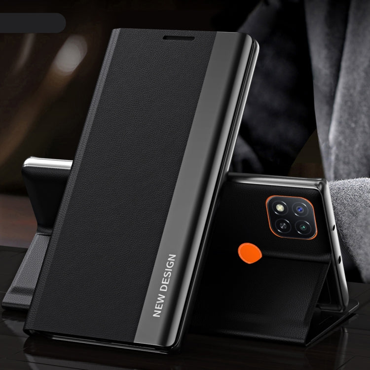 For Xiaomi Redmi 9C Side Electroplated Magnetic Ultra-Thin Horizontal Flip Leather Case with Holder