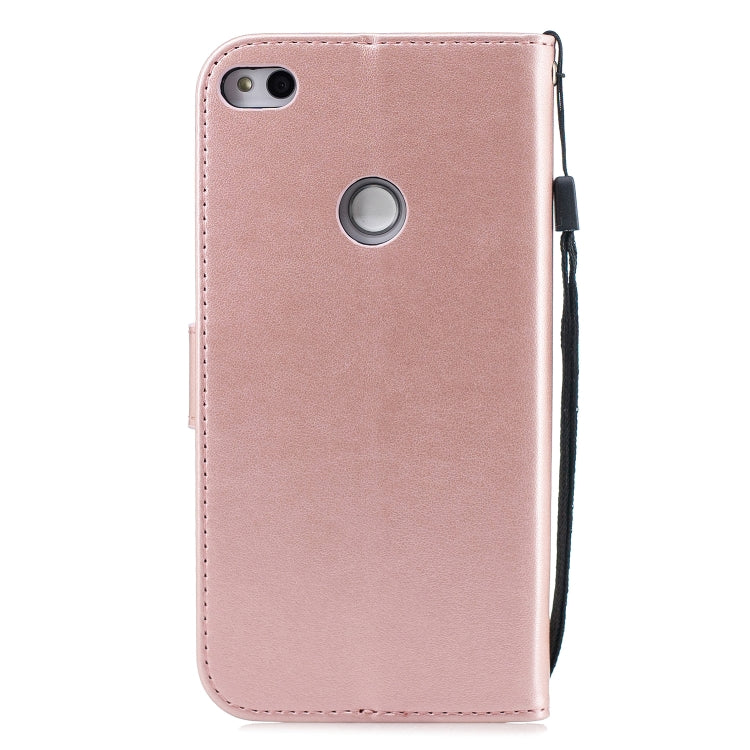 Diamond Encrusted Butterflies Love Flowers Pattern Horizontal Flip Leather Case with for Huawei P8 Lite (2017)  , Holder & Card Slots & Wallet & Lanyard