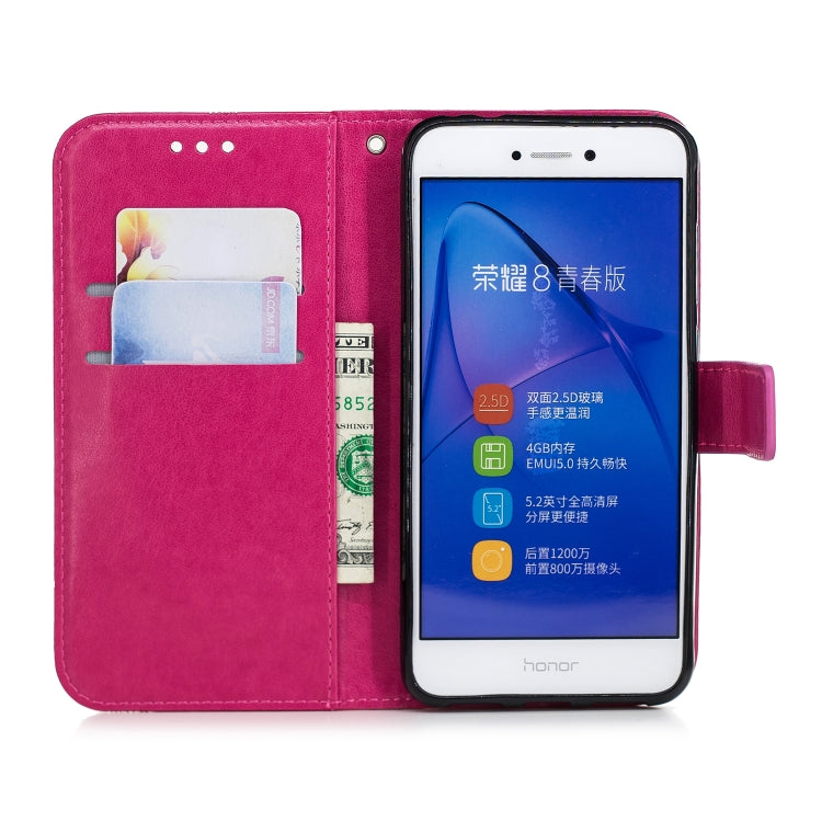 Diamond Encrusted Butterflies Love Flowers Pattern Horizontal Flip Leather Case with for Huawei P8 Lite (2017)  , Holder & Card Slots & Wallet & Lanyard