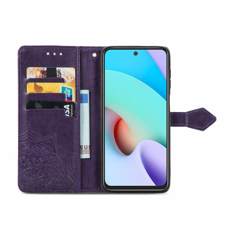 For Xiaomi Redmi 10 Mandala Embossing Pattern Horizontal Flip Leather Case with Holder & Card Slots & Wallet & Lanyard