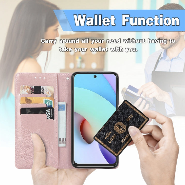For Xiaomi Redmi 10 Mandala Embossing Pattern Horizontal Flip Leather Case with Holder & Card Slots & Wallet & Lanyard