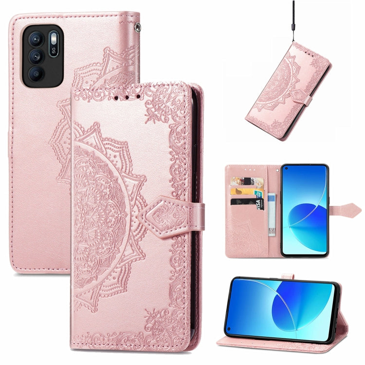 For OPPO Reno6 Z Mandala Embossing Pattern Horizontal Flip Leather Case with Holder & Card Slots & Wallet & Lanyard