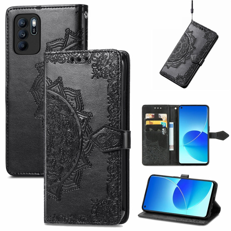 For OPPO Reno6 Z Mandala Embossing Pattern Horizontal Flip Leather Case with Holder & Card Slots & Wallet & Lanyard