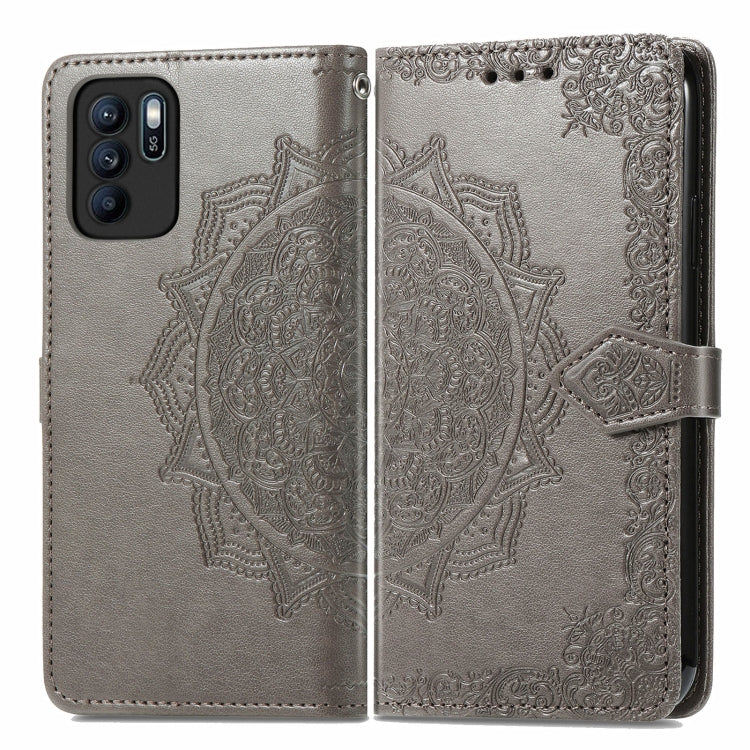 For OPPO Reno6 Z Mandala Embossing Pattern Horizontal Flip Leather Case with Holder & Card Slots & Wallet & Lanyard