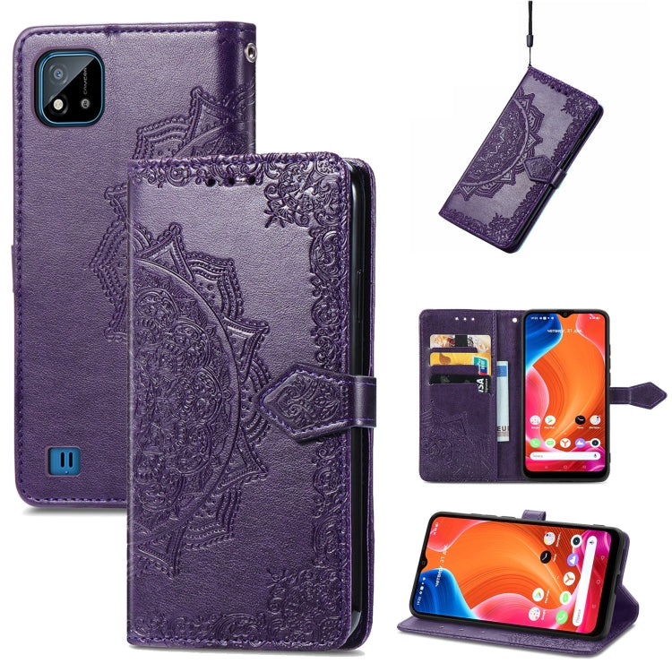 For OPPO Realme C20 Mandala Embossing Pattern Horizontal Flip Leather Case with Holder & Card Slots & Wallet & Lanyard