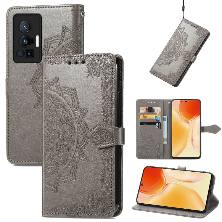 For vivo X70 Pro Mandala Embossing Pattern Horizontal Flip Leather Case with Holder & Card Slots & Wallet & Lanyard