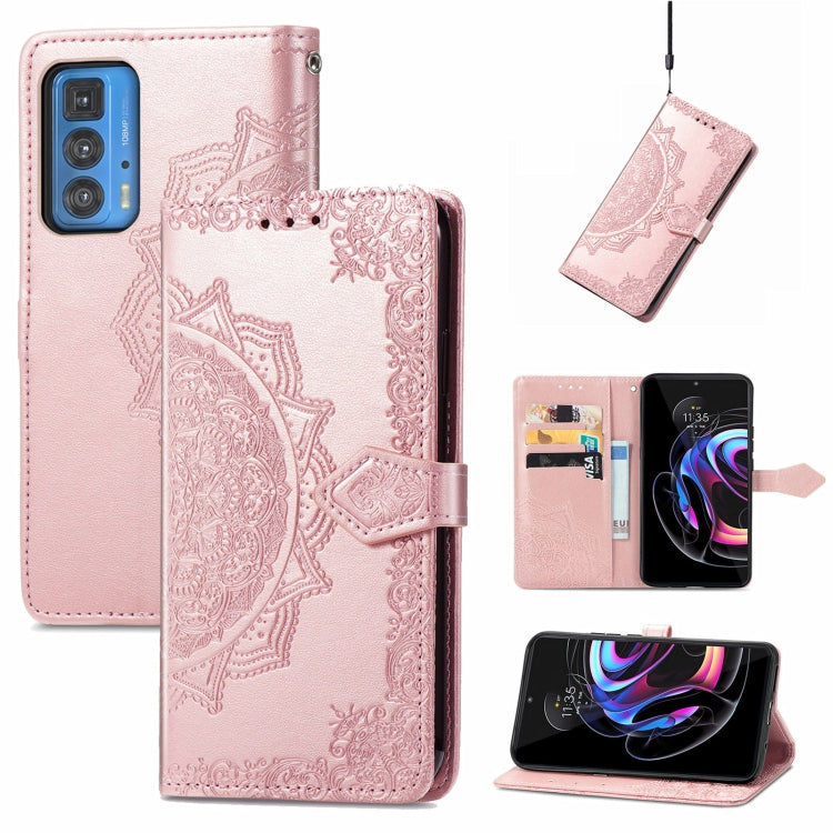For Motorola Edge 20 Pro Mandala Embossing Pattern Horizontal Flip Leather Case with Holder & Card Slots & Wallet & Lanyard