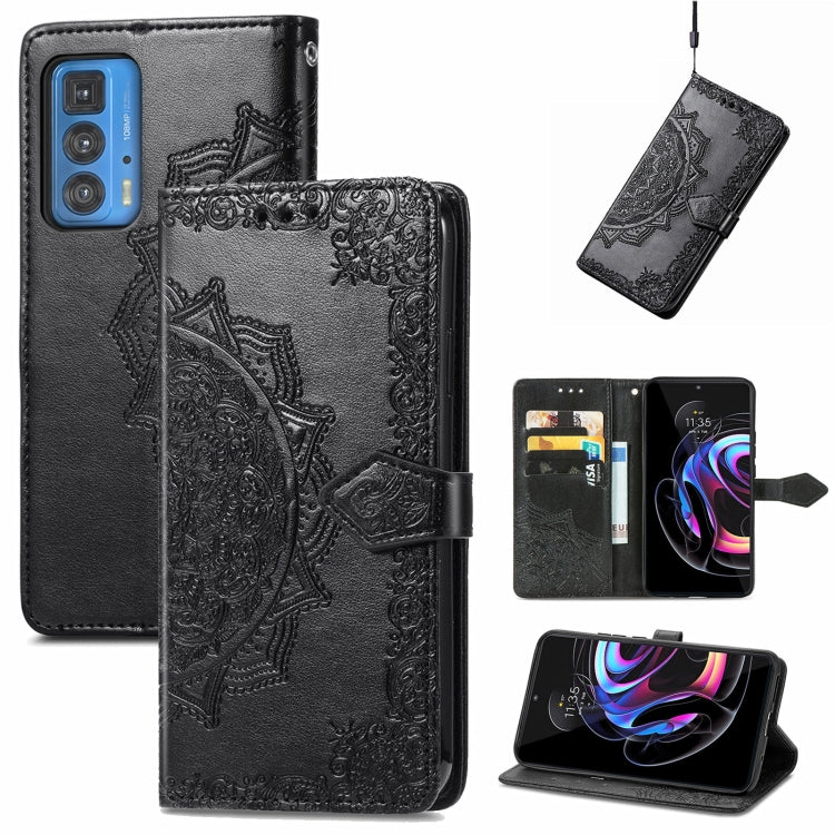 For Motorola Edge 20 Pro Mandala Embossing Pattern Horizontal Flip Leather Case with Holder & Card Slots & Wallet & Lanyard