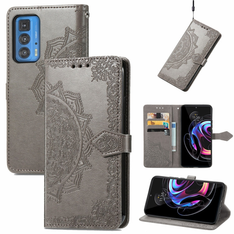 For Motorola Edge 20 Pro Mandala Embossing Pattern Horizontal Flip Leather Case with Holder & Card Slots & Wallet & Lanyard