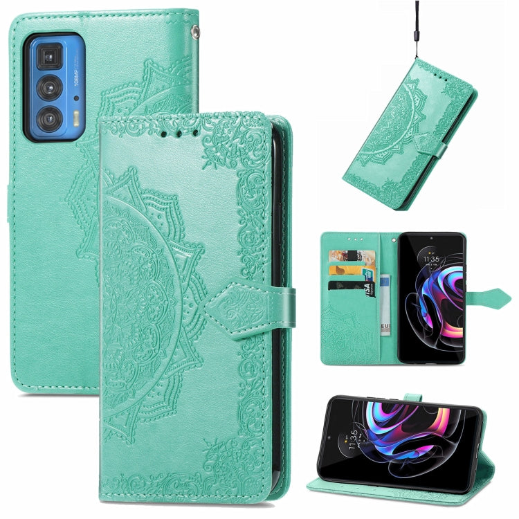 For Motorola Edge 20 Pro Mandala Embossing Pattern Horizontal Flip Leather Case with Holder & Card Slots & Wallet & Lanyard