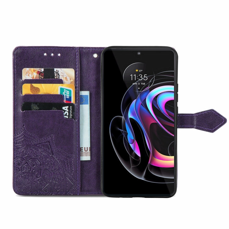 For Motorola Edge 20 Pro Mandala Embossing Pattern Horizontal Flip Leather Case with Holder & Card Slots & Wallet & Lanyard