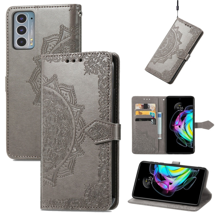 For Motorola Edge 20 Mandala Embossing Pattern Horizontal Flip Leather Case with Holder & Card Slots & Wallet & Lanyard