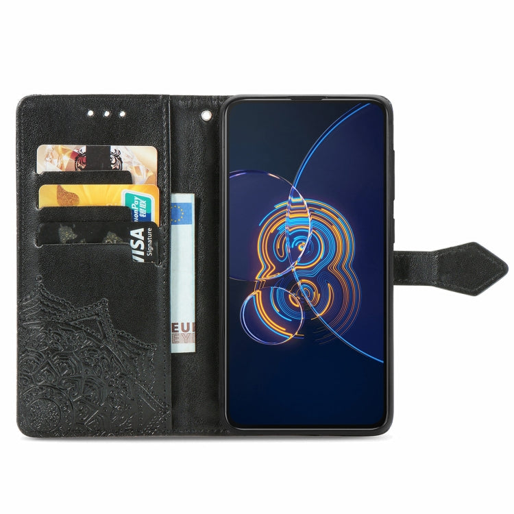For  Asus Zenfone 8 Flip Mandala Embossing Pattern Horizontal Flip Leather Case with Holder & Card Slots & Wallet & Lanyard