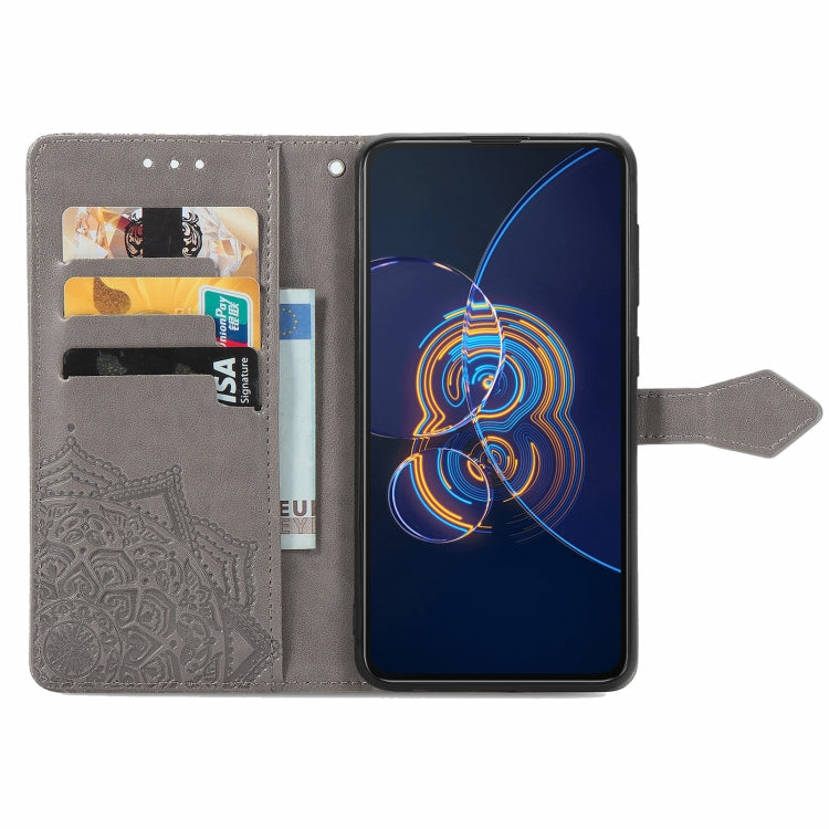 For  Asus Zenfone 8 Flip Mandala Embossing Pattern Horizontal Flip Leather Case with Holder & Card Slots & Wallet & Lanyard