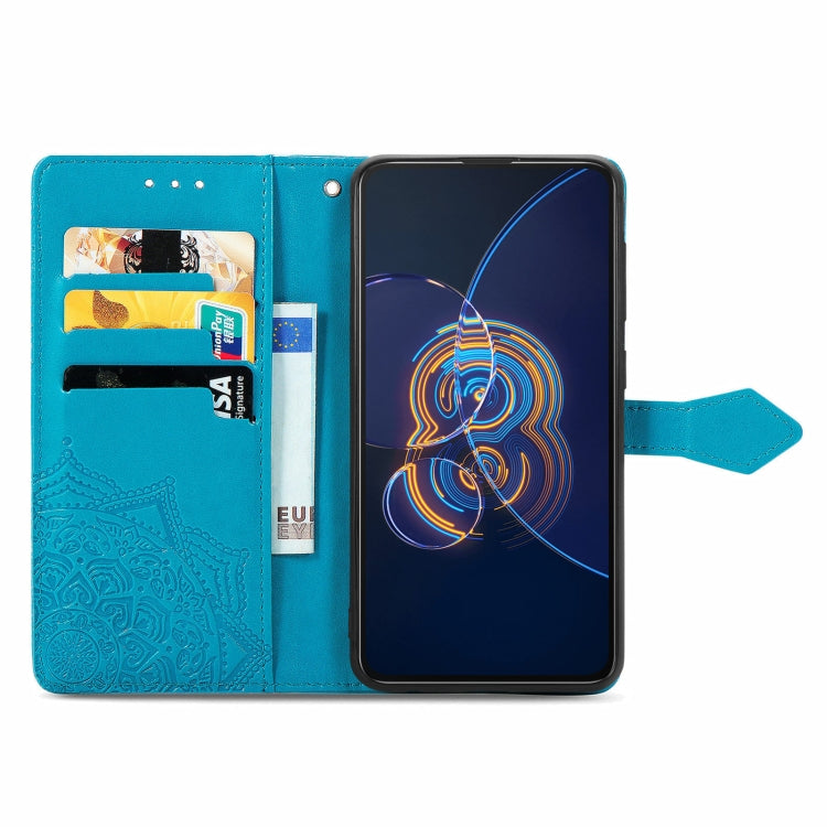 For  Asus Zenfone 8 Flip Mandala Embossing Pattern Horizontal Flip Leather Case with Holder & Card Slots & Wallet & Lanyard