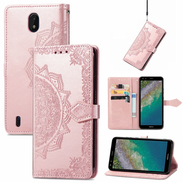 For Nokia C01 Plus Mandala Embossing Pattern Horizontal Flip Leather Case with Holder & Card Slots & Wallet & Lanyard