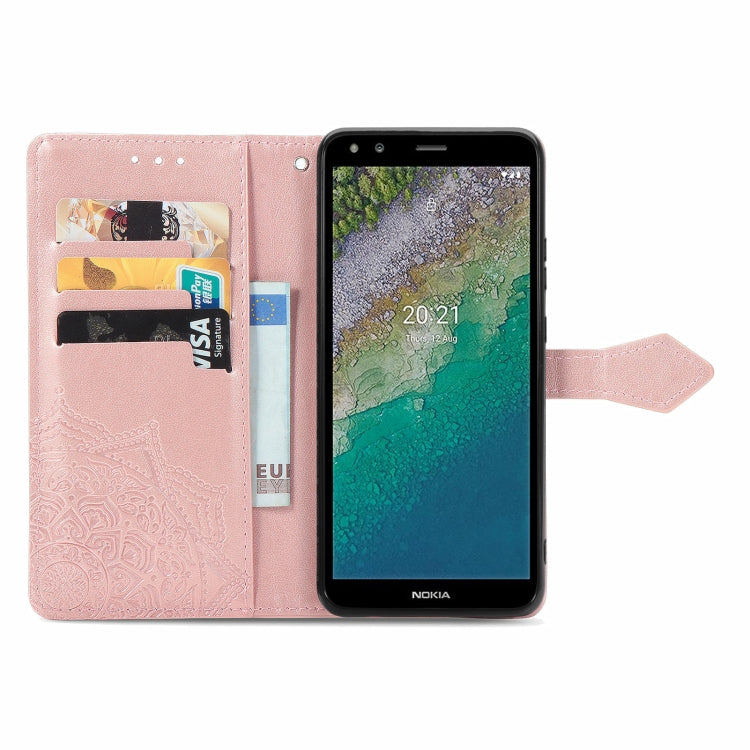 For Nokia C01 Plus Mandala Embossing Pattern Horizontal Flip Leather Case with Holder & Card Slots & Wallet & Lanyard