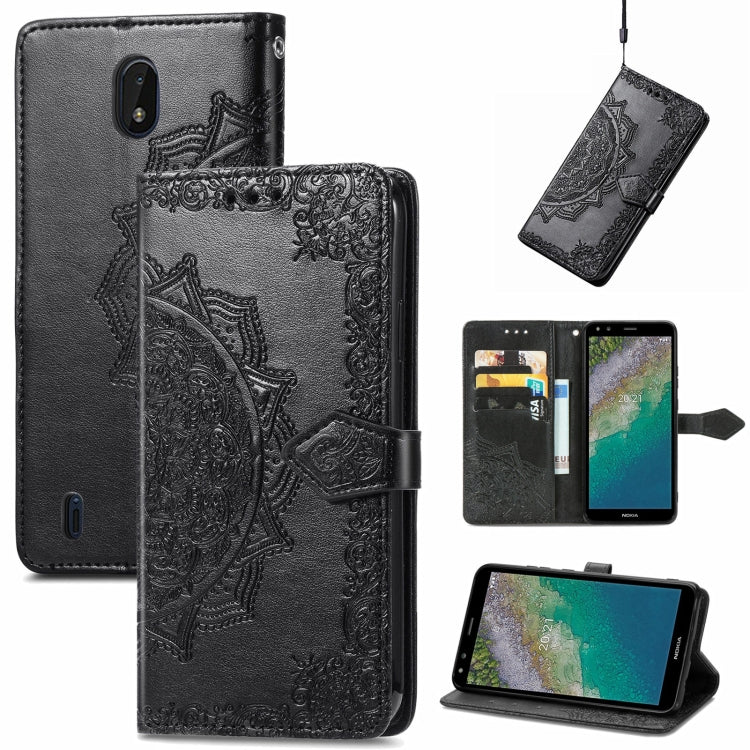 For Nokia C01 Plus Mandala Embossing Pattern Horizontal Flip Leather Case with Holder & Card Slots & Wallet & Lanyard