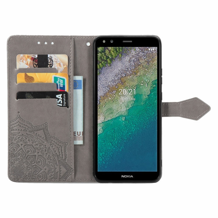 For Nokia C01 Plus Mandala Embossing Pattern Horizontal Flip Leather Case with Holder & Card Slots & Wallet & Lanyard